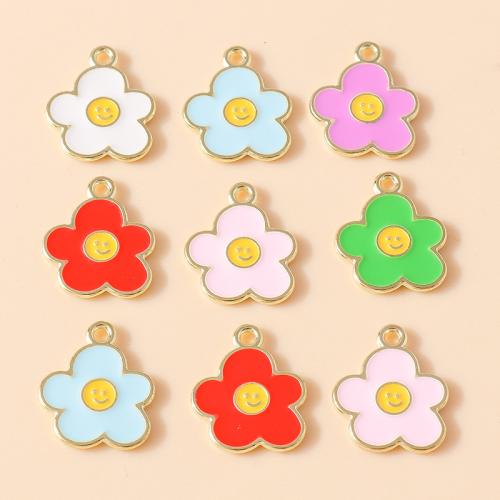 Tibetan Style émail Pendants, alliage de zinc, fleur, Placage, DIY, plus de couleurs à choisir, 10PC/sac, Vendu par sac