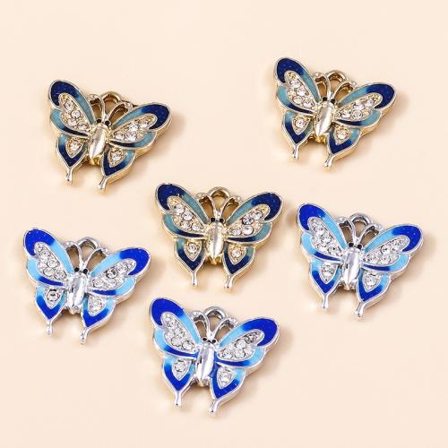 Tibetan Style Rhinestone Pendants, Butterfly, plated, DIY & enamel & with rhinestone, more colors for choice, 10PCs/Bag, Sold By Bag