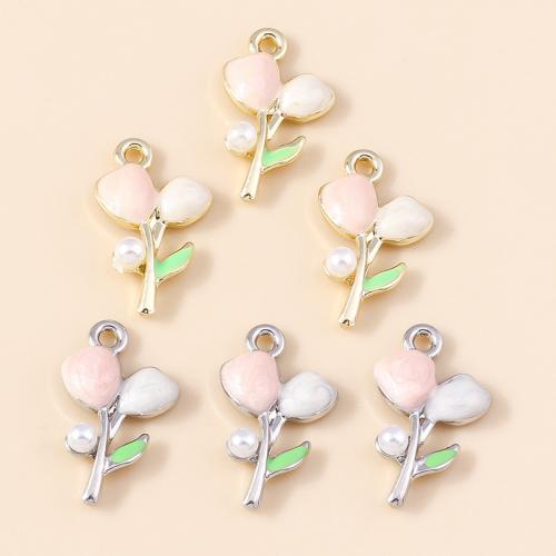 Tibetan Style Enamel Pendants, Tulip, plated, DIY, more colors for choice, 5PCs/Bag, Sold By Bag