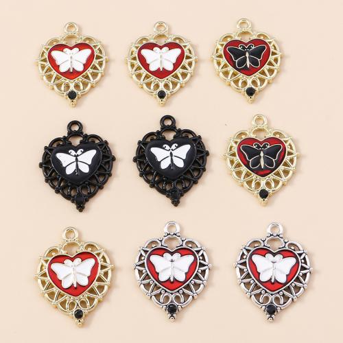 Tibetan Style Enamel Pendants, Heart, plated, DIY, more colors for choice, 10PCs/Bag, Sold By Bag