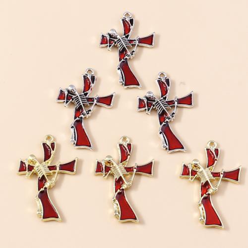 Tibetan Style Enamel Pendants, Cross, plated, DIY, more colors for choice, 4PCs/Bag, Sold By Bag