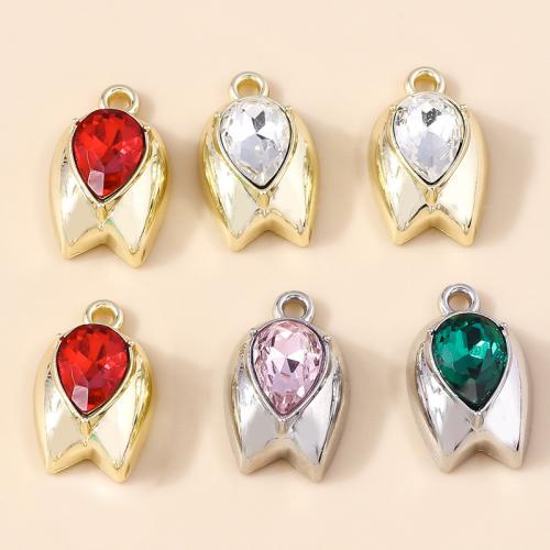 Tibetan Style Rhinestone Pendants, plated, DIY & with rhinestone, more colors for choice, 10PCs/Bag, Sold By Bag