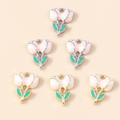 Tibetan Style Enamel Pendants, Tulip, plated, DIY, more colors for choice, 10PCs/Bag, Sold By Bag