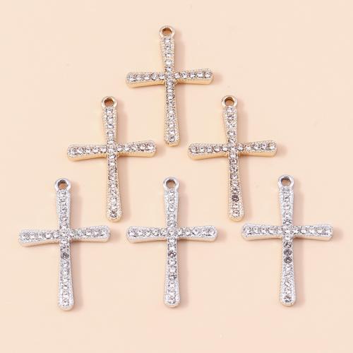 Tibetan Style Rhinestone Pendants, Cross, plated, DIY & with rhinestone, more colors for choice, 10PCs/Bag, Sold By Bag