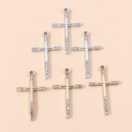 Tibetan Style Rhinestone Pendants, Cross, plated, DIY & with rhinestone, more colors for choice, 10PCs/Bag, Sold By Bag