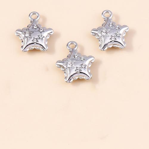 Tibetan Style Rhinestone Pendants, Star, plated, DIY & with rhinestone, 10PCs/Bag, Sold By Bag