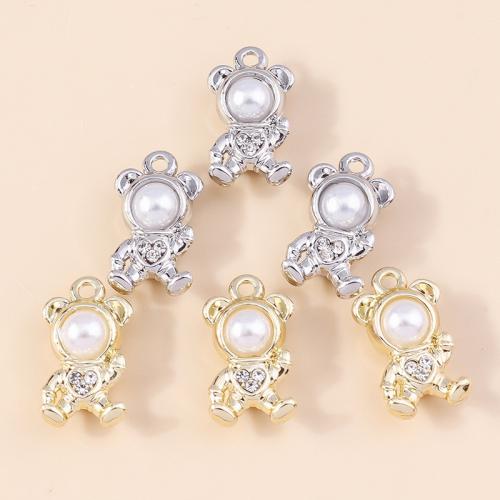 Tibetan Style Rhinestone Pendants, with Plastic Pearl, Astronaut, plated, DIY & with rhinestone, more colors for choice, 5PCs/Bag, Sold By Bag