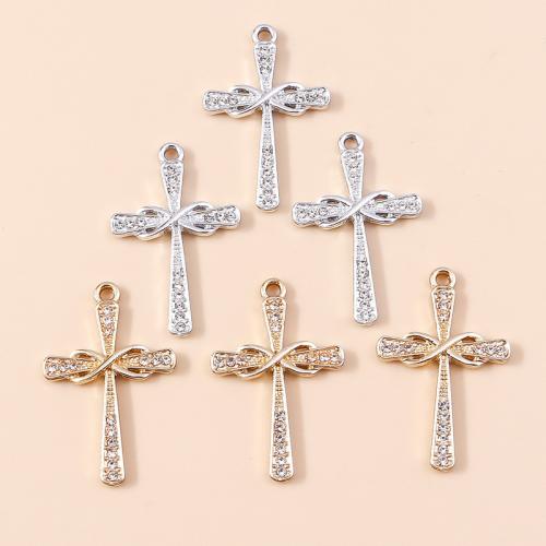 Tibetan Style Rhinestone Pendants, Cross, plated, DIY & with rhinestone, more colors for choice, 10PCs/Bag, Sold By Bag