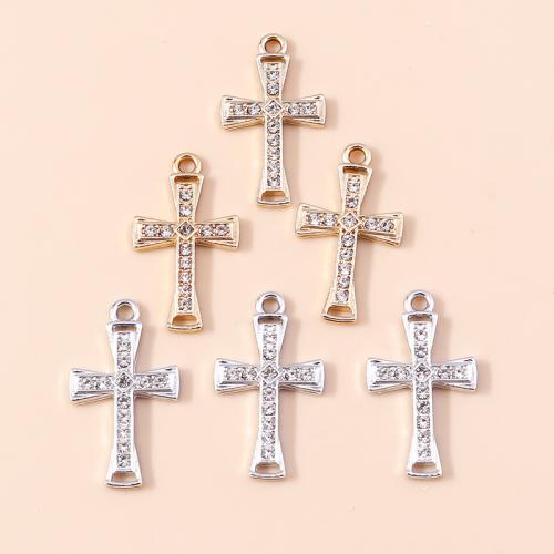 Tibetan Style Rhinestone Pendants, Cross, plated, DIY & with rhinestone, more colors for choice, 10PCs/Bag, Sold By Bag