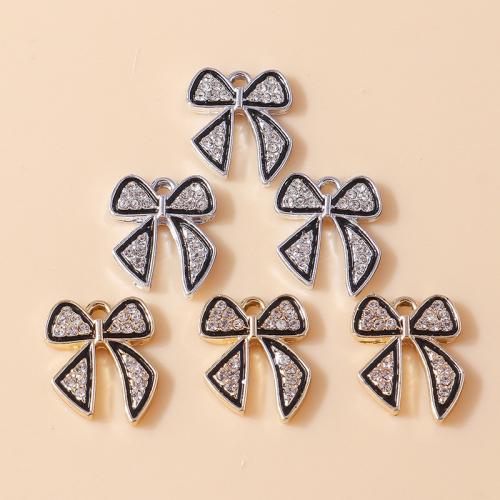 Tibetan Style Enamel Pendants, Bowknot, plated, DIY & with rhinestone, more colors for choice, 10PCs/Bag, Sold By Bag