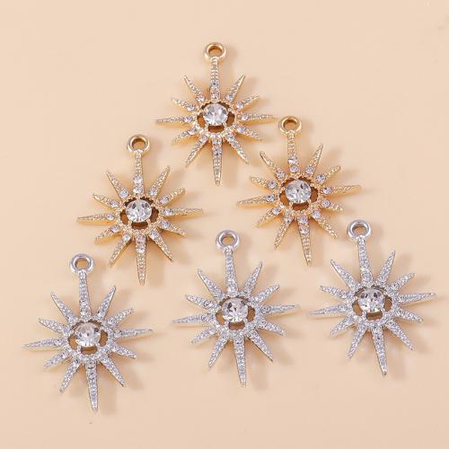 Tibetan Style Rhinestone Pendants, Sun, plated, DIY & with rhinestone, more colors for choice, 10PCs/Bag, Sold By Bag