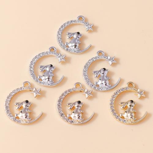 Tibetan Style Rhinestone Pendants, Rabbit, plated, DIY & with rhinestone, more colors for choice, 10PCs/Bag, Sold By Bag