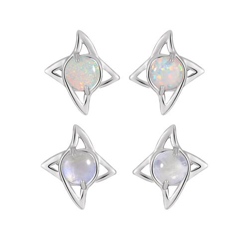 925 Sterling Silver Stud Earring, platinum plated, different materials for choice & for woman & hollow, 13.20mm, Sold By Pair