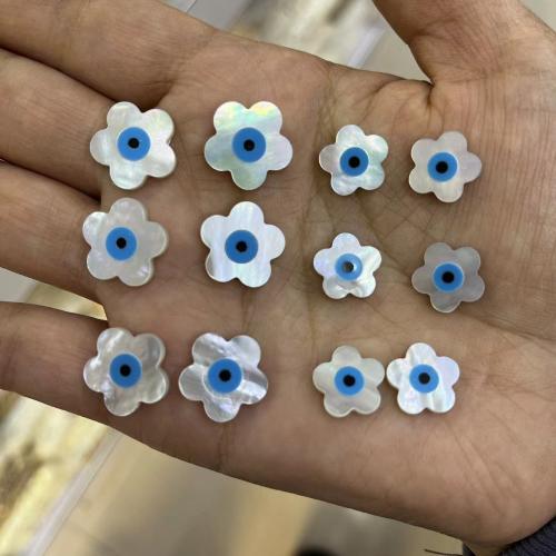 Fashion Evil Eye Jewelry Beads, White Lip Shell, Flower, DIY & different size for choice & enamel, more colors for choice, Sold By PC