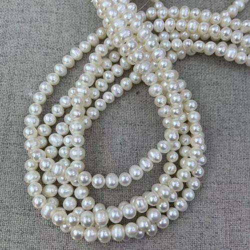 Natural Freshwater Pearl Loose Beads, Slightly Round, DIY, white,  about:7-8mm, Approx 57PCs/Strand, Sold By Strand