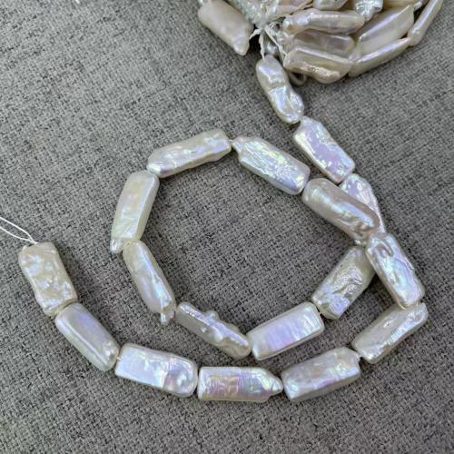 Cultured Baroque Freshwater Pearl Beads, Rectangle, DIY, white, 10x23mm, Approx 18PCs/Strand, Sold By Strand