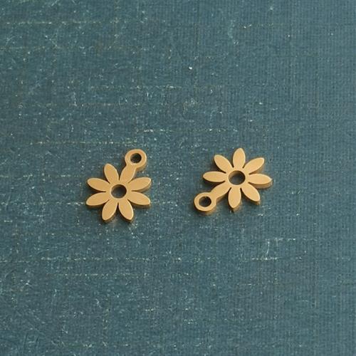 Edelstahl -Blumen-Anhänger, 304 Edelstahl, DIY, keine, 8x8x1.20mm, 10PCs/Tasche, verkauft von Tasche