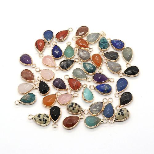 Gemstone Pendants Jewelry, Natural Stone, with Brass, Teardrop, DIY & different materials for choice, more colors for choice, 18x18mm, Sold By PC