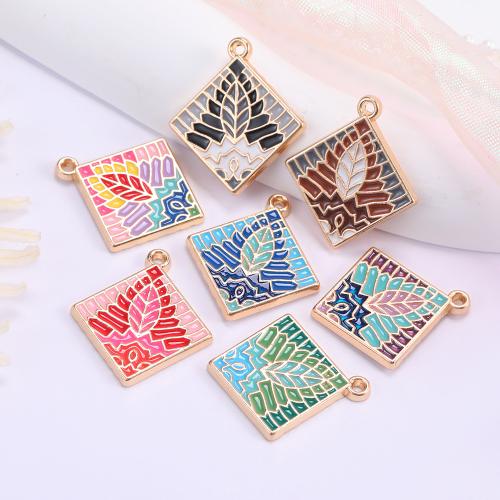 Tibetan Style Enamel Pendants, Square, gold color plated, DIY, more colors for choice, nickel, lead & cadmium free, 25x28mm, 10PCs/Bag, Sold By Bag