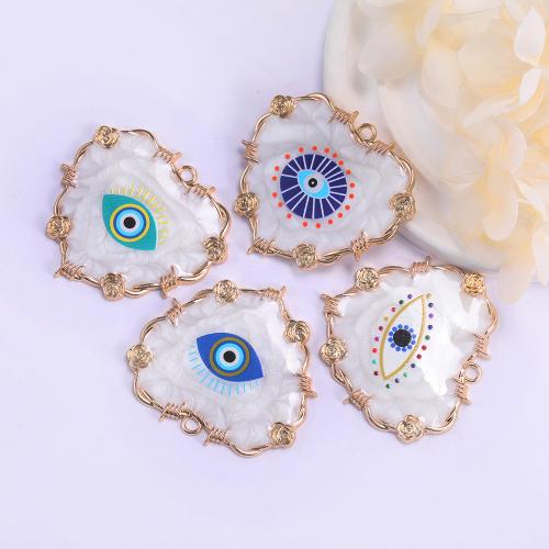 Evil Eye Pendants, Tibetan Style, Heart, gold color plated, DIY & enamel, more colors for choice, nickel, lead & cadmium free, 49x47mm, 10PCs/Bag, Sold By Bag