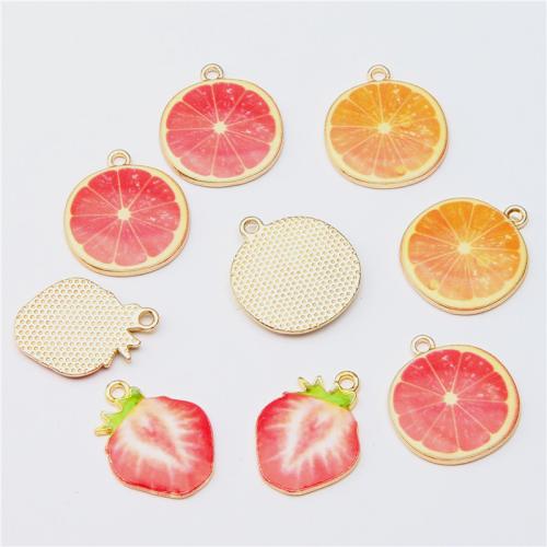 Tibetan Style Enamel Pendants, Fruit, gold color plated, DIY & different designs for choice, more colors for choice, nickel, lead & cadmium free, 100PCs/Bag, Sold By Bag