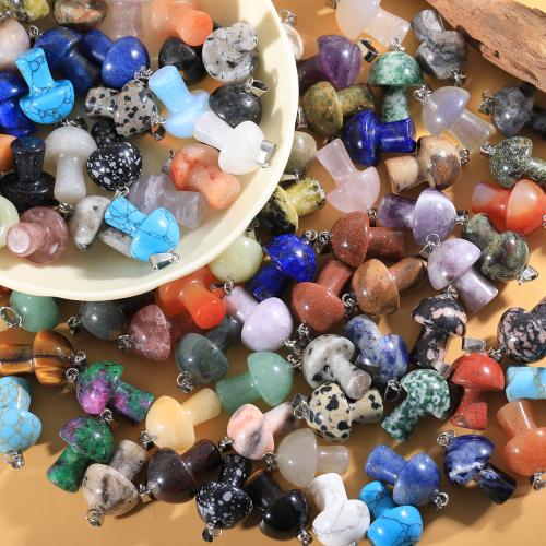 Gemstone Pendants Jewelry, Natural Stone, mushroom, DIY & different materials for choice, more colors for choice, nickel, lead & cadmium free, 20x15mm, Sold By PC