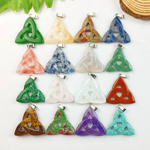 Gemstone Pendants Jewelry, Natural Stone, DIY & different materials for choice, more colors for choice, 37x35mm, Sold By PC