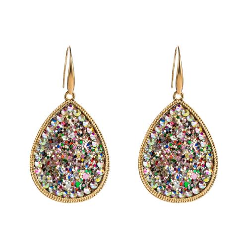 Earring Jewelry, PU Leather, with Sequins & Tibetan Style, fashion jewelry & for woman & with rhinestone, more colors for choice, Sold By Pair