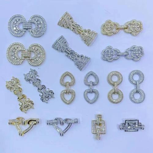 Brass Fold Over Clasp, plated, DIY & different styles for choice & micro pave cubic zirconia, more colors for choice, Sold By PC