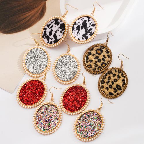 Earring Jewelry, Tibetan Style, with PU Leather & Plastic Pearl, fashion jewelry & different materials for choice & for woman, more colors for choice, Sold By Pair