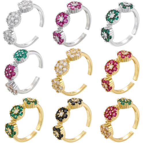 Cubique anneau en laiton Circonia Micro Pave, Placage, bijoux de mode & pavé de micro zircon & pour femme, plus de couleurs à choisir, Vendu par PC