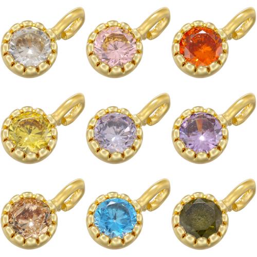 Cubic Zirconia Brass Pendants, Round, plated, DIY & micro pave cubic zirconia, more colors for choice, Sold By PC