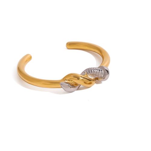 304 Stainless Steel Cuff Bangle, 18K gold plated, fashion jewelry & for woman & two tone, Sold By PC