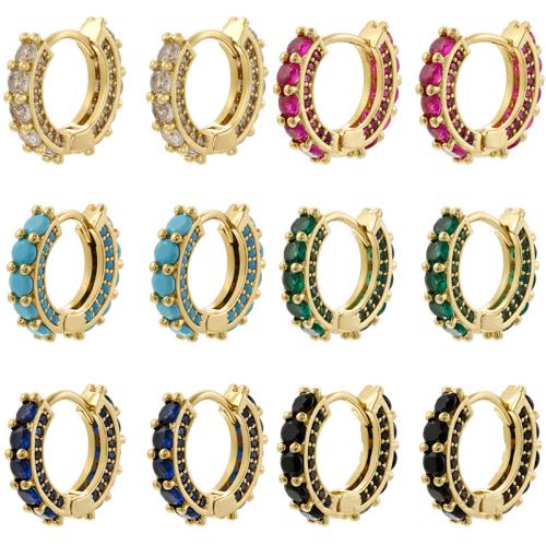 Boucles d'oreilles en laiton zircon cubique pavent, Placage de couleur d'or, différents matériaux pour le choix & pavé de micro zircon & pour femme, plus de couleurs à choisir, Vendu par paire