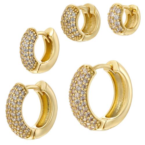 Boucles d'oreilles en laiton zircon cubique pavent, Placage, normes différentes pour le choix & pavé de micro zircon & pour femme, plus de couleurs à choisir, Vendu par paire