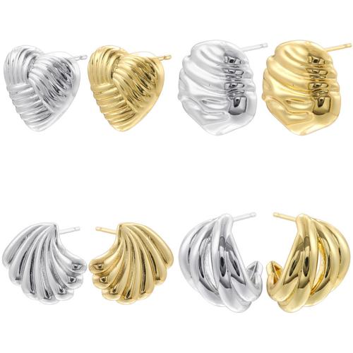 Brass Stud Earring, plated, fashion jewelry & different styles for choice & for woman, more colors for choice, Sold By Pair