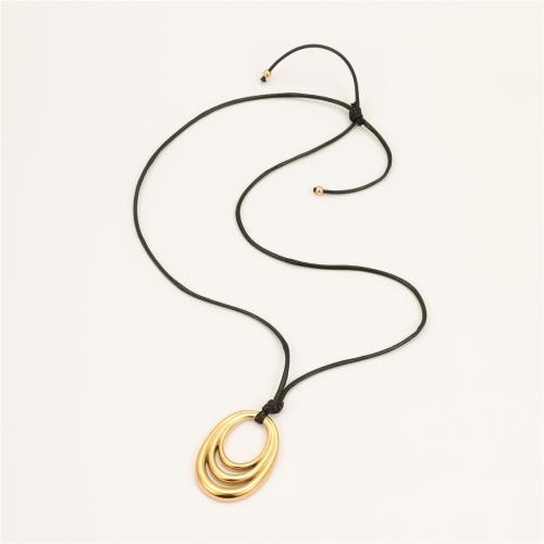 Stainless Steel Jewelry Necklace, 304 Stainless Steel, with Wax Cord, 18K gold plated, fashion jewelry & for woman & hollow, Length:66 cm, Sold By PC