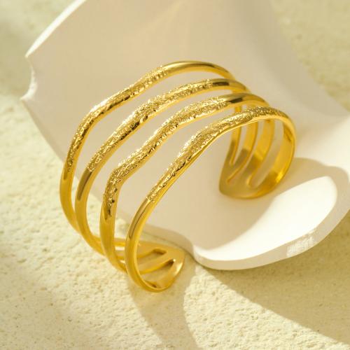 304 Stainless Steel Cuff Bangle, 18K gold plated, fashion jewelry & different styles for choice & for woman, Sold By PC