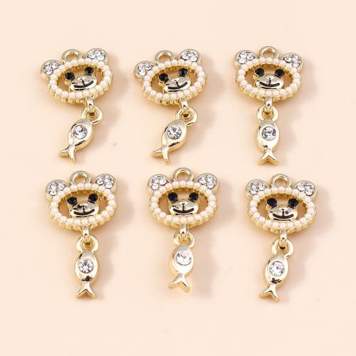 Tibetan Style Animal Pendants, plated, DIY & with rhinestone, 4PCs/Bag, Sold By Bag