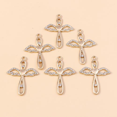 Tibetan Style Cross Pendants, plated, DIY & with rhinestone, 10PCs/Bag, Sold By Bag