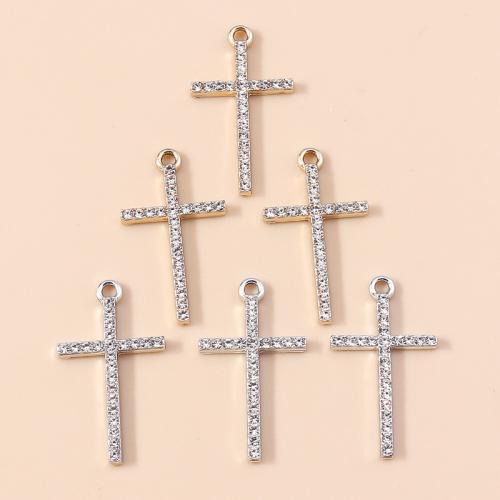 Pendentifs croix en alliage de zinc  , Placage, DIY & avec strass, plus de couleurs à choisir, 10PC/sac, Vendu par sac