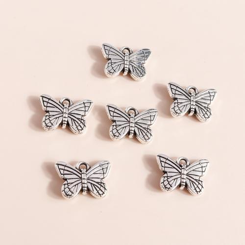 Pendentifs animaux en alliage de zinc, papillon, Placage, DIY, 20PC/sac, Vendu par sac