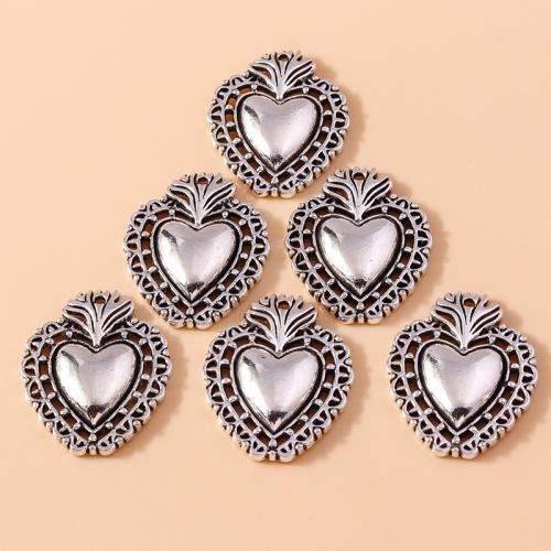 Tibetan Style Heart Pendants, plated, DIY, 10PCs/Bag, Sold By Bag