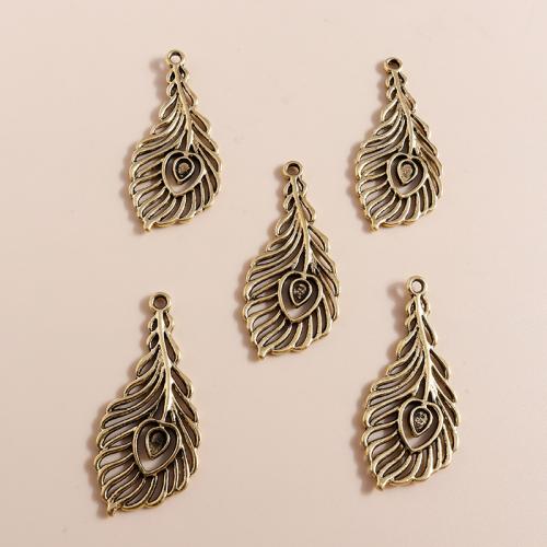 Tibetan Style Feather Pendants, plated, DIY, 20PCs/Bag, Sold By Bag