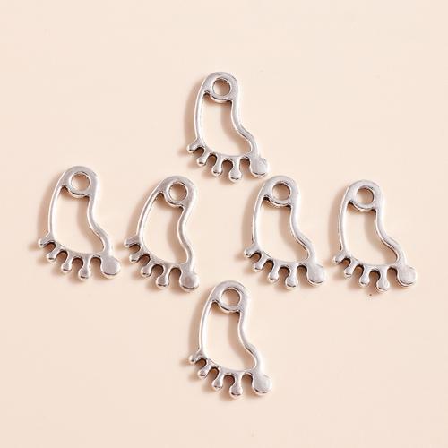 Pendentifs en alliage de zinc, empreinte de pas, Placage, DIY, 50PC/sac, Vendu par sac