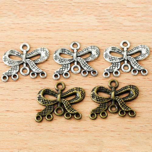 Bowknot Tibetan Style Connector, plated, DIY & 1/5 loop, more colors for choice, 23x20mm, 100PCs/Bag, Sold By Bag