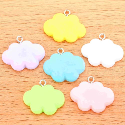 Resin Pendant, Plastic, with Resin, Cloud, plated, DIY, more colors for choice, 24x20mm, 100PCs/Bag, Sold By Bag