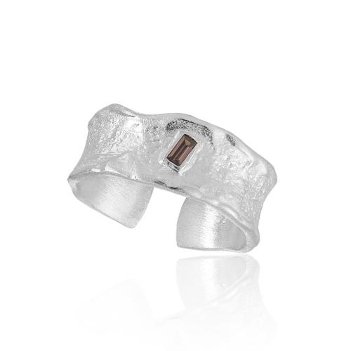 Plata de ley 925 Anillo de dedo Cuff, micro arcilla de zirconia cúbica & para mujer, más colores para la opción, tamaño:6.5, Vendido por UD