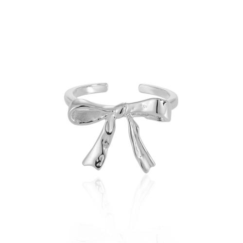 925 Sterling Silver Cuff Finger Ring, Bowknot, adjustable & for woman, more colors for choice, US Ring Size:6.5, Sold By PC