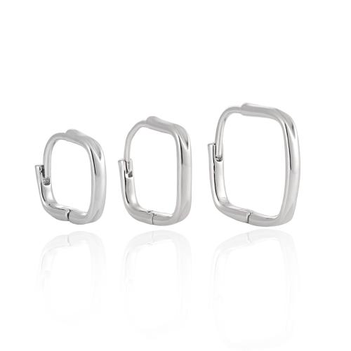 925 Sterling Silver Lever Back Earring, Square, platinum plated, different size for choice & for woman, Sold By Pair